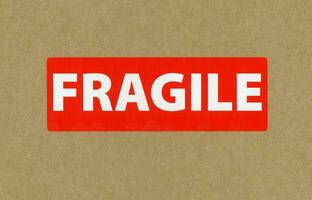 fragile label on packet photo