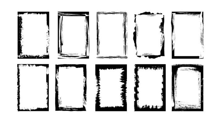Vintage Grunge Edge Frames - Vector Illustration Set
