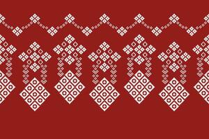 étnico geométrico tela modelo cruzar puntada.ikat bordado étnico oriental píxel modelo rojo antecedentes. resumen, vector, ilustración. textura,ropa,marco,decoración,motivos,seda fondo de pantalla. vector