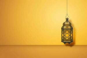 flat islamic background with lantern ai generative photo