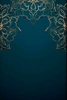 blue flat background with islamic ornament ai generative photo