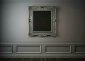 Fake empty frame wall retro. Generate Ai photo