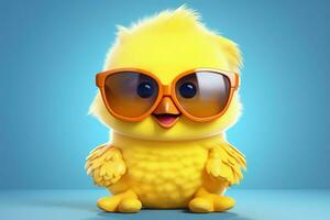 Cheerful Cute cartoon yellow chick. Generate Ai photo