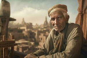 Fascinating Old man egyptian city. Generate AI photo