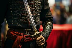 Man with sword in a competition. Generate Ai photo