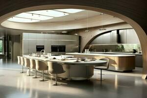 Stylish Contemporary kitchen. Generate Ai photo