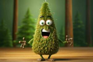 Quirky Funny spruce character. Wood pine tree photo