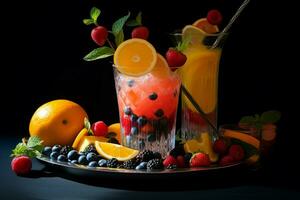 Delectable Eco fruit cocktail. Generate Ai photo