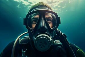 Scuba diver mask equipment. Generate ai photo