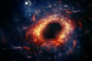 Enigmatic Black hole colorful galaxy. Generate Ai photo