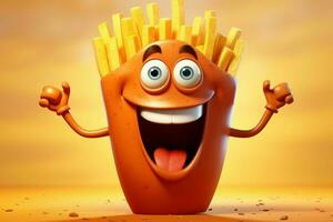 Playful Smiling fries character. Generate Ai photo