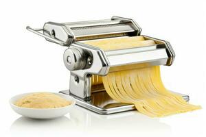 Metal pasta maker machine with dough. Generate Ai photo