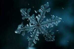 Snowflake falling down. Generate Ai photo