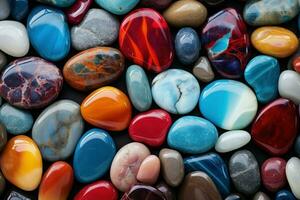 Resplendent Colorful gemstones closeup. Generate Ai photo