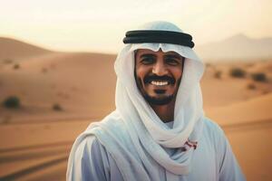 Saudi arab man desert. Generate Ai photo