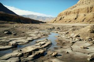Barren Dry dirt river climate. Generate Ai photo
