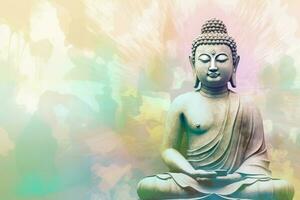 Buddha statue on abstract colorful background. Generate ai photo