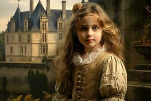 francés niño persona francés castillo. generar ai foto