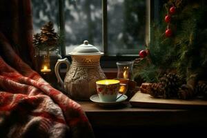 Delightful Cozy christmas composition. Generate Ai photo