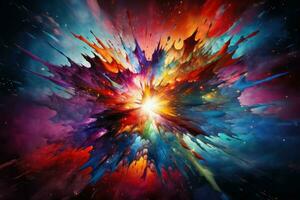 Transient Space colorful explosion. Powder color smoke photo