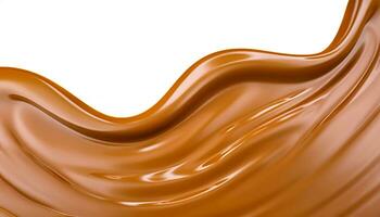 Delicious melted caramel texture. Flow, wave and drops splash caramels sauce. Sweet food isolated on white background. AI Generative photo