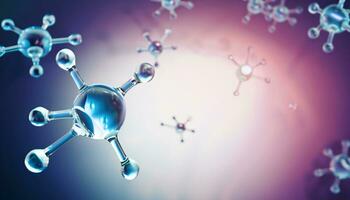 Science background with molecula and atom model. Abstract molecular structure. AI generative photo