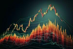 Dynamic Financial stock chart market. Generate Ai photo