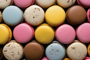 Delicate Colorful french macarons. Generate Ai photo