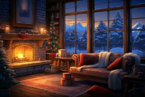 Cozy candles winter book. Generate Ai photo