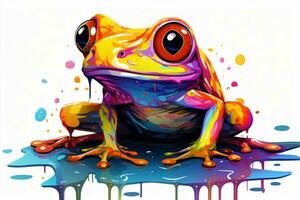 Delightful Cute colorful bright frog. Generate Ai photo