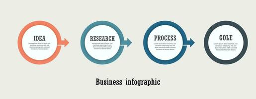 Business process. Timeline infographics with 4 steps, circles, arrows. Vector chart.