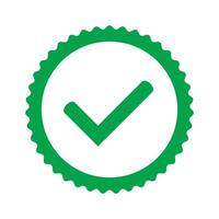 Yes round stamp icon. Seal with check mark icon. Symbol of approval. vector