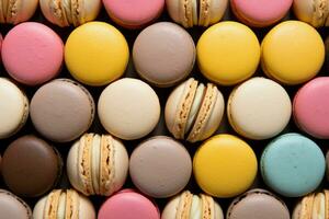 delicioso vistoso francés macarons generar ai foto