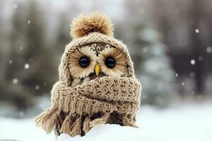 Cute owl cap. Generate Ai photo