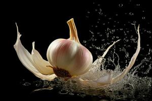 Whimsical Garlic flying. Generate Ai photo