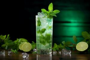 Refreshing Fresh mint mojito. Generate Ai photo