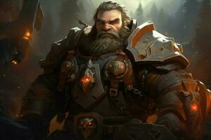 Righteous Dwarf paladin man. Generate Ai photo