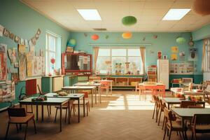 interactivo salón de clases preescolar. generar ai foto