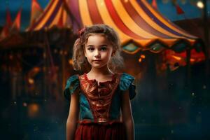 Vivacious Circus tent arena performer child girl. Generate Ai photo