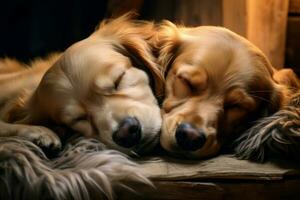 Loyal Two dogs sleeps together. Generate Ai photo
