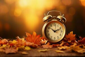 persistente alarma reloj otoño. generar ai foto