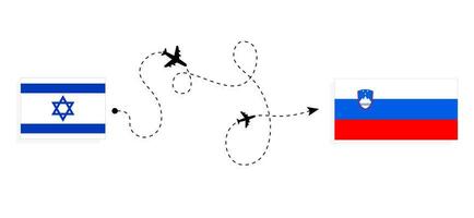 vuelo y viaje desde Israel a Eslovenia por pasajero avión viaje concepto vector