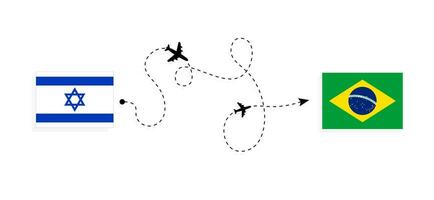 vuelo y viaje desde Israel a Brasil por pasajero avión viaje concepto vector