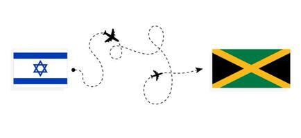 vuelo y viaje desde Israel a Jamaica por pasajero avión viaje concepto vector