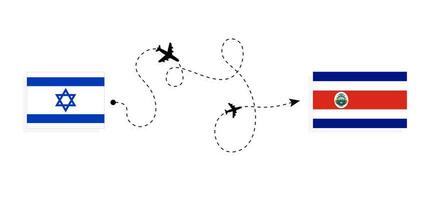 vuelo y viaje desde Israel a costa rica por pasajero avión viaje concepto vector