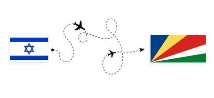 vuelo y viaje desde Israel a seychelles por pasajero avión viaje concepto vector