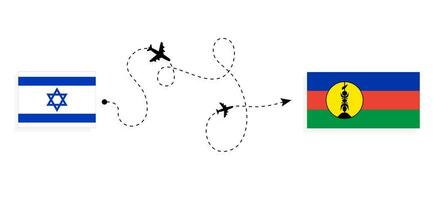 vuelo y viaje desde Israel a nuevo Caledonia por pasajero avión viaje concepto vector