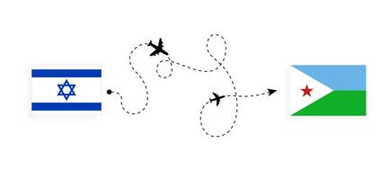 vuelo y viaje desde Israel a djibouti por pasajero avión viaje concepto vector