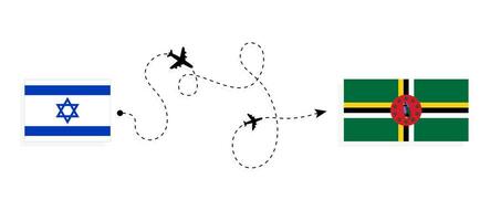 Flight and travel from Israel to Dominica by passenger airplane Travel concept vector