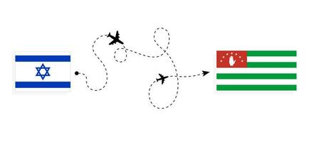 vuelo y viaje desde Israel a abjasia por pasajero avión viaje concepto vector